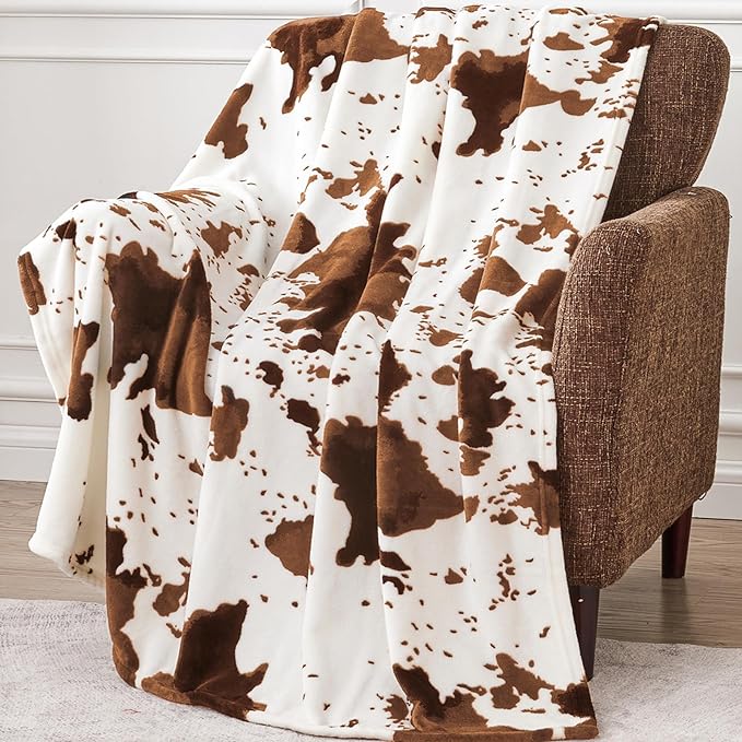 Edenleaf Cow Print Blanket 60"x80", Ultra Soft Flannel Cow Throw Blanket by Edenleaf
