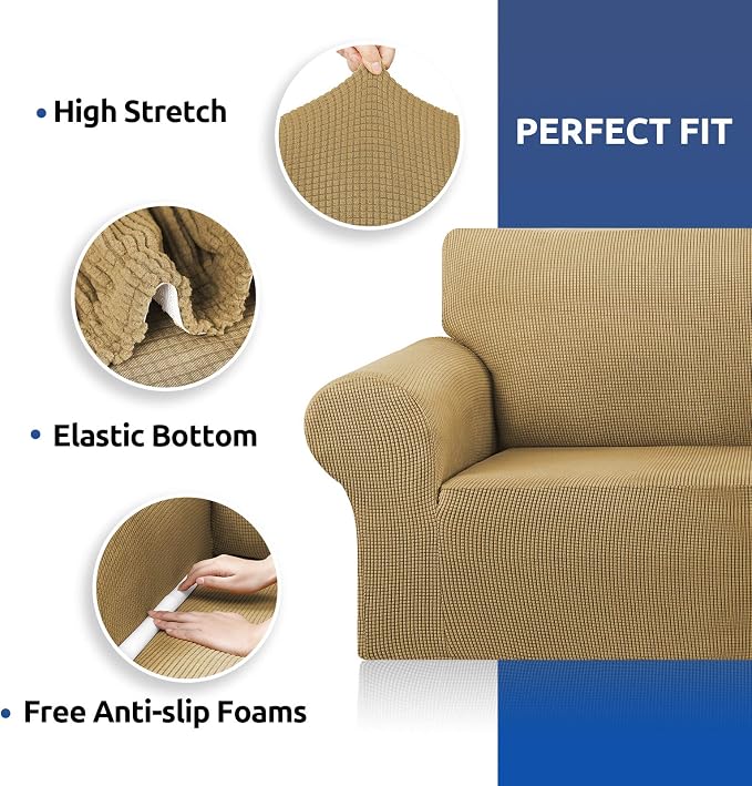 Stretch Oversized Couch Covers for Sofa Slipcover, Tan | 1-Piece Washable Sofa - Image 6