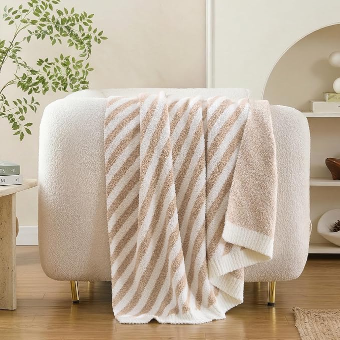 Snuggle Sac Ultra Soft Throw Blanket, Cozy Knitted, Fuzzy Knit Striped - Image 6