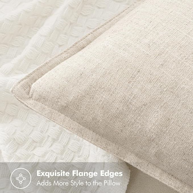 MIULEE Decorative Linen Lumbar Pillow Covers 12x24 Inch Natural Beige | Boho - Image 2