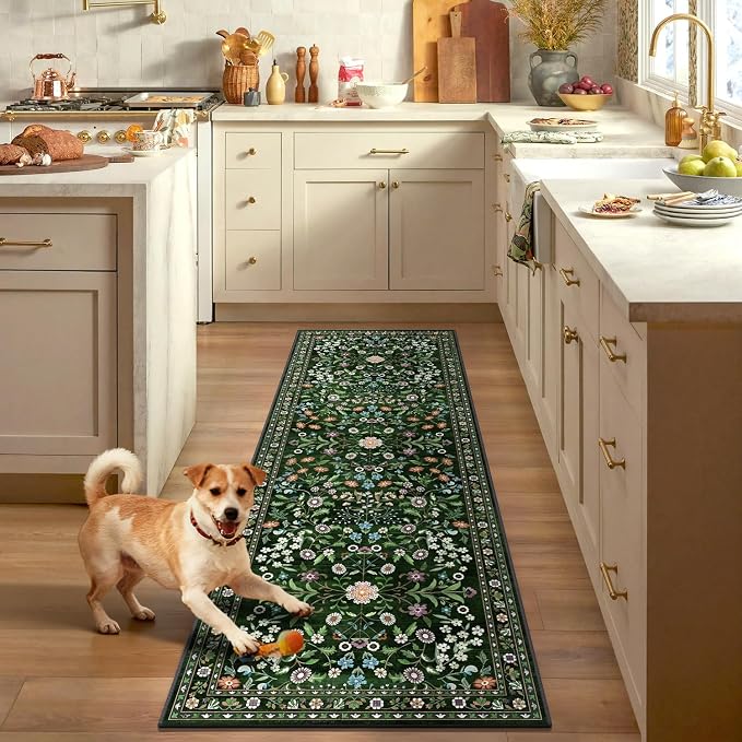 Yamaziot 2x8 Washable Hallway Runner Rug Non Slip Carpet, Colorful Green | Soft - Image 8
