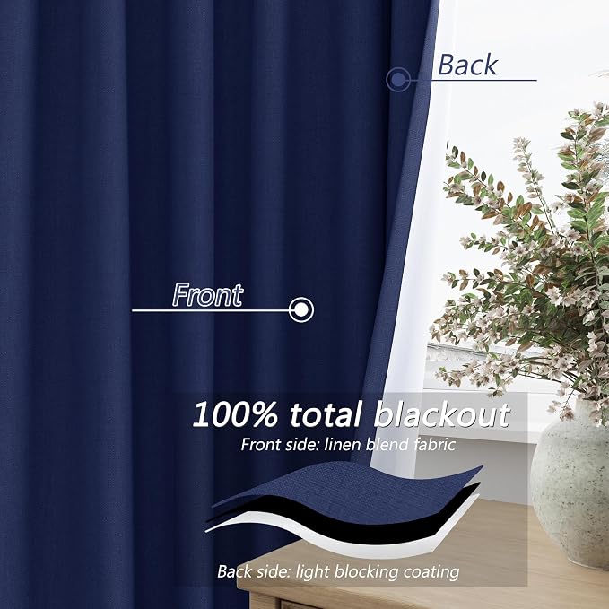 100% Blackout Curtains 102 Inch Length 2 Panels Set - Image 4