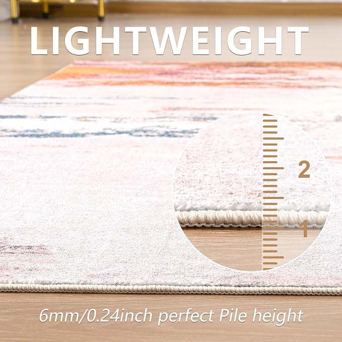Entrance Rugs Indoor 2x3 Orange Blue Entry Rug Washable Abstract Small Area Rug - Image 6