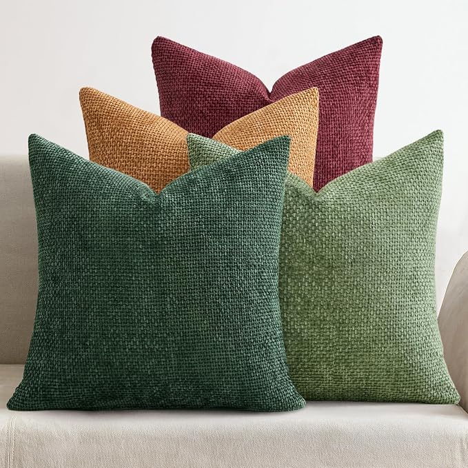 MIULEE Soft Decorative Chenille Pillow Covers Christmas Dark Green 18x18 | Pack by MIULEE