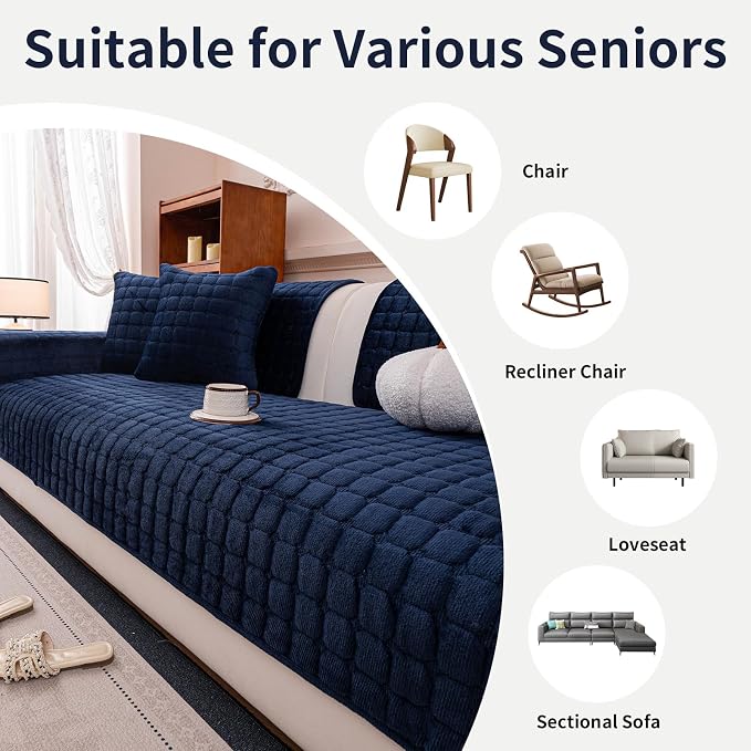 Velvet Couch Cover, Plush Sectional Sofa Cover Washable, Anti Slip Sofa - Image 4