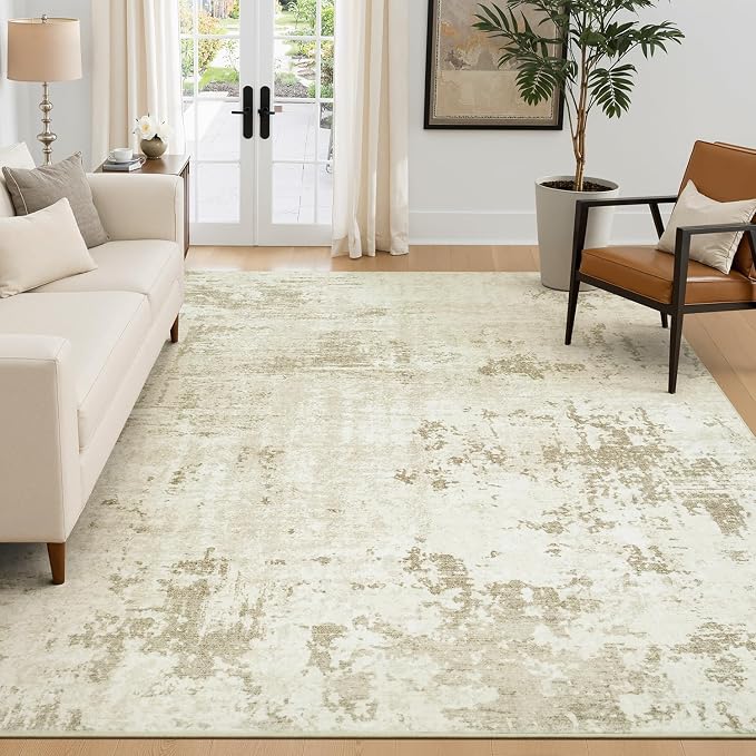 Rugflix 5x7 Area Rugs for Living Room, Washable Linen Beige Large Rug | Machine by RugflixAreaRugs