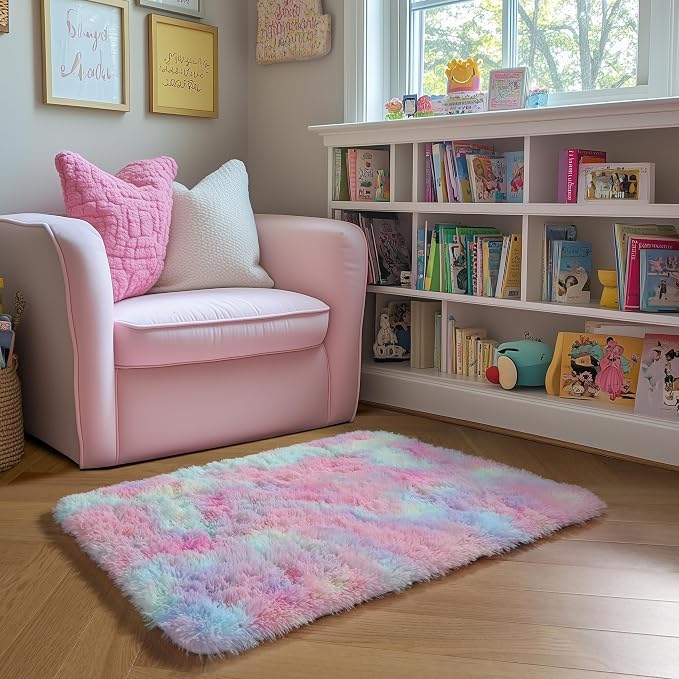 Amdrebio Rainbow Unicorn Pastel Small Mini Area Rug 2x3 - Image 6