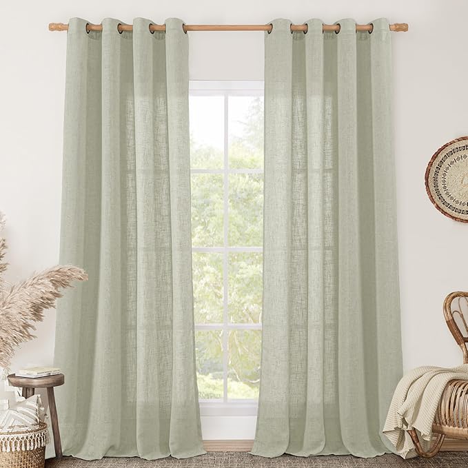 96 Inch Long Sheer Linen Curtains by LAMIT