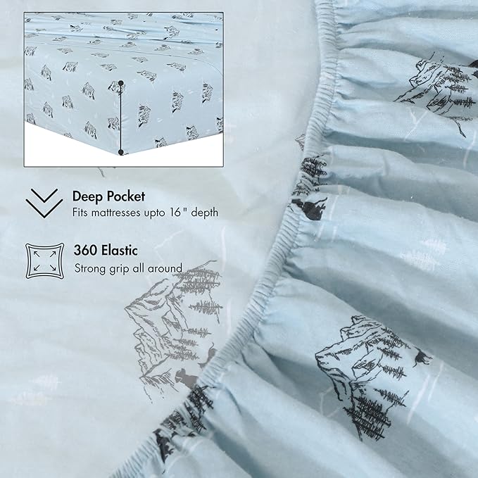 RUVANTI Flannel Sheets Twin XL Size - 100% Cotton Double Brushed Twin XL Sheet Sets, Deep Pockets 16 Inches, All Seasons Breathable & Extra Soft Bed Sheets, Warm & Cozy, 3 Piece, Soul Dog