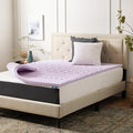 LUCID Lavender Infused 2 Inch Memory Foam Mattress Topper with 5 Zones – Twin XL Size – Plush Feel – CertiPUR Certified – Dorm Room Essentials