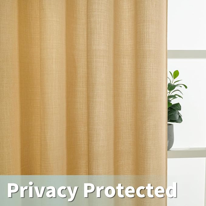 Short Linen Light Filtering Curtains 45 Inch - Image 2