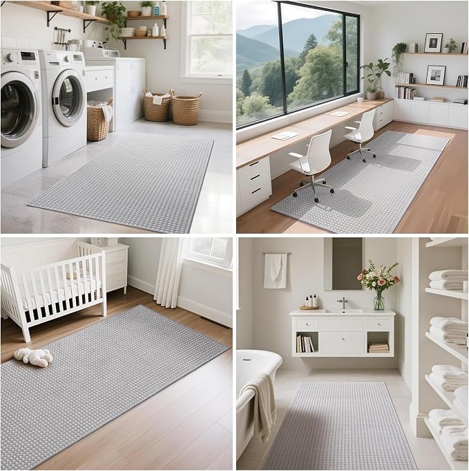 3x5 ft Area Rug Entryway Runner Kitchen Rugs Non Slip Washable Gray | Boho - Image 9