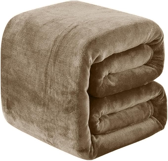 Fleece Blankets for All Season - Premium Lightweight Anti-Static Throw for King Size Bed Extra Soft Brush Fabric Warm Sofa Thermal Blanket 90" x 108"(Taupe)