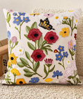 Embroidered Throw Pillow Cover 20x20 Inch, Retro Flower | Decorative Pillow by Kokaaee