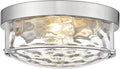 FEMILA Flush Mount Ceiling Light Fixture, 12" Brushed Nickel Ceiling Light, Water Ripple Glass, for Hallway, Living Room, Kitchen, Bedroom, E26 Base, 4FTJ22WG-F BN