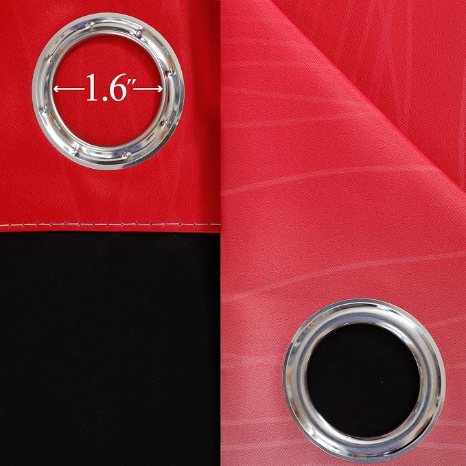 Red and Black Ombre Blackout Bedroom Curtains 108 Inches | Room Darkening - Image 7