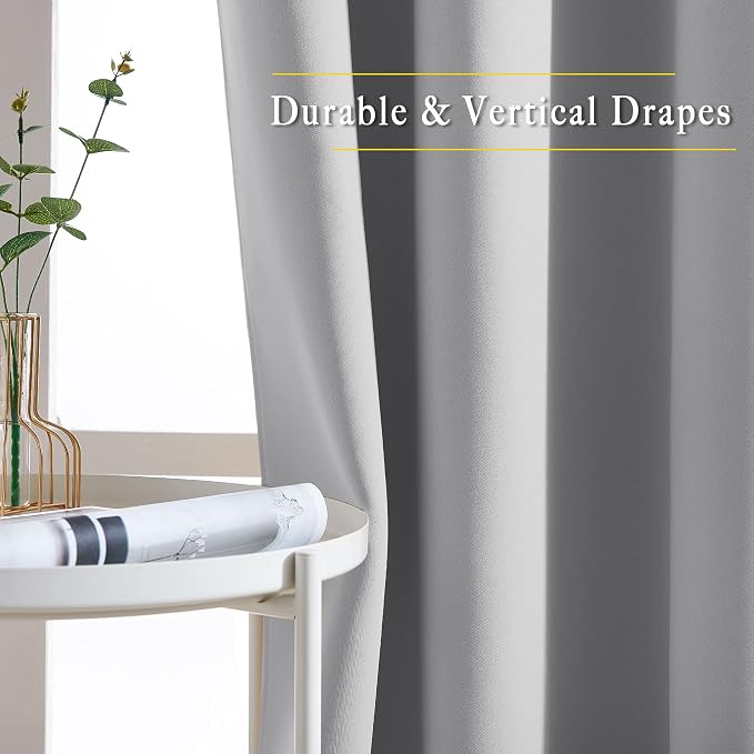 NICETOWN Silver Grey Bedroom Curtains 63 inch Length 2 Panels Set - Image 5