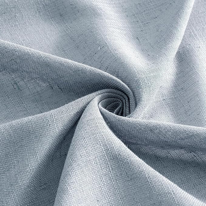MIULEE Chambray Blue Linen Curtains 52x54 Inch Long - Image 8