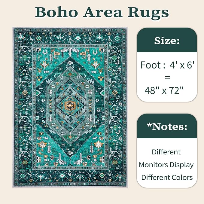 SERISSA 4x6 Washable Non Slip Boho Area Rug - Image 6