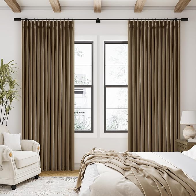 Dutch Cocoa Pleated Linen Blackout Curtains 102 Inches Long - Image 7