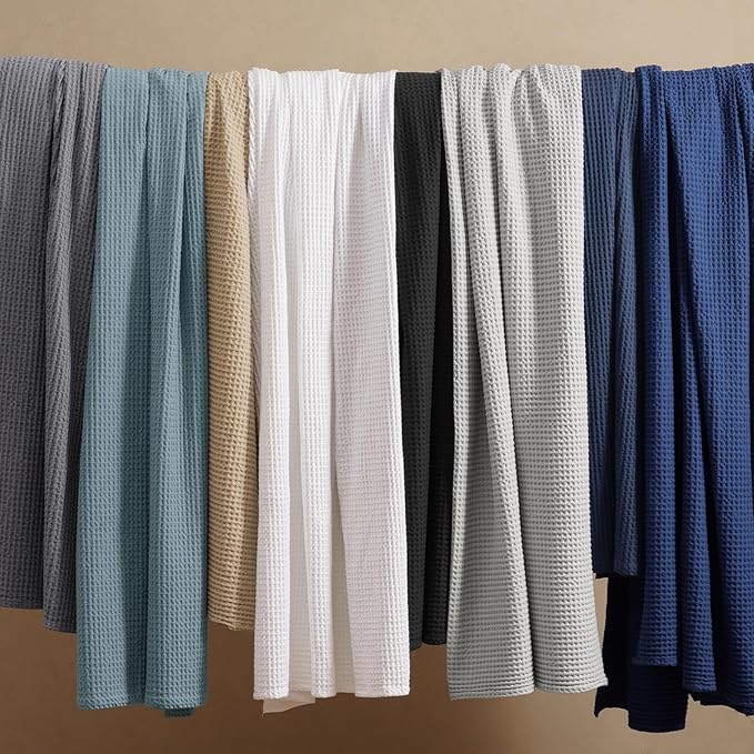 PHF 100% Cotton Waffle Weave Blanket Queen Size for Bed,Snag Proof Lightweight Breathable Moisture-Wicking Throw for Couch, Great for Layering in Cold Weather, Machine Washable, Home Decor Gift-White