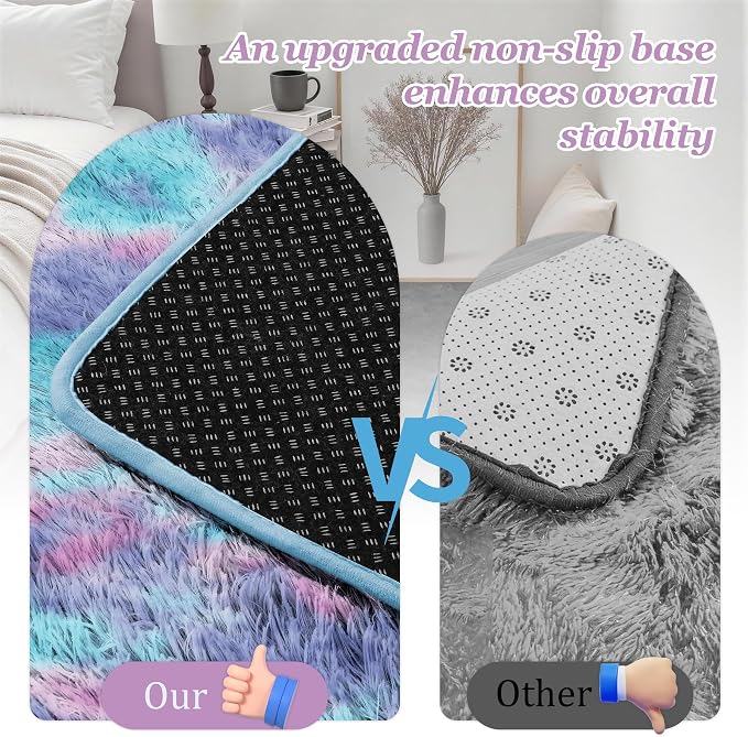 8x10 Area Rug Living Room Bedroom: Fluffy Plush Shag Carpet Rainbow - Image 6