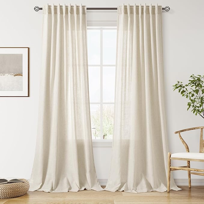 Vanilla Linen Curtains 120 Inches Long by Nanspring