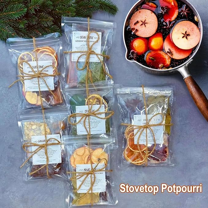 Potpourri Simmering, Set of 6 Stovetop Potpourri: Quiet Time, Spa Day, Ginger Spice, Fruit Soup, Bean There, Sweater Weather, Simmer Pot Ingredients for Home Fragrance, Housewarming, Hostess Gift