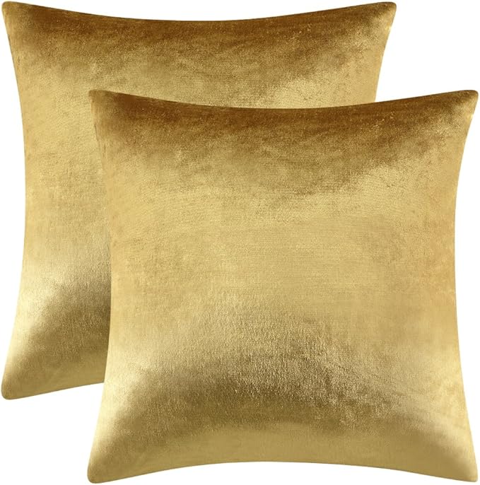 GIGIZAZA Gold Velvet Pillow Covers 20x20 Decorative Pillows Pack of 2 | Throw by GIGIZAZAFocusingonhomedecoration