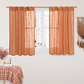 Orange Linen Curtains 40 Inch Length, Light Filtering Panels | Semi Sheer by LAMIT