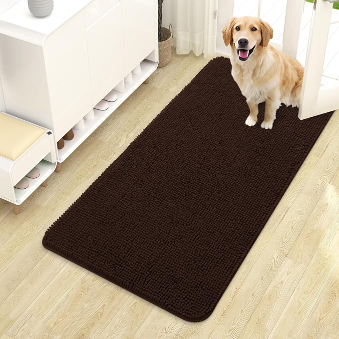 OLANLY Dog Door Mat for Muddy Paws 44x24, Super Absorbent Chenille Mud Mat | by OLANLY