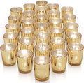 LETINE Gold Votive Candle Holders Set of 36 - Speckled Mercury Gold Glass Candle Holder Bulk - Ideal Fall Decor for Boho Wedding Centerpiece Table，Halloween & Thanksgiving Decorations Indoor