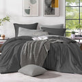 Monbix Full Size Comforter Set, Dark Grey Bedding Comforter for Full Size Bed Set Reversible, Bedding Sets Full 7 Pieces, Cationic Dyeing Bed in a Bag with Comforter, Sheets, Pillowcases & Shams