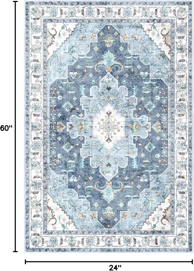SERISSA 2x5 Washable Non Slip Boho Runner Rug - Image 2