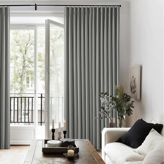 Grey Pinch Pleated 100% Blackout Linen Curtains - Image 7