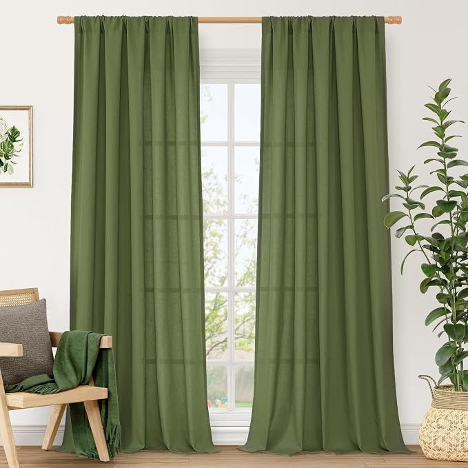 Light Filtering Linen Curtains 84 inch by LAMIT