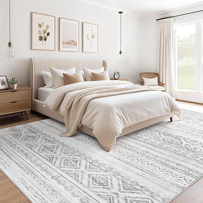 cotiled Boho 9x12 Area Rug for Living Room: Large Moroccan Washable Rug | Stain - Image 2