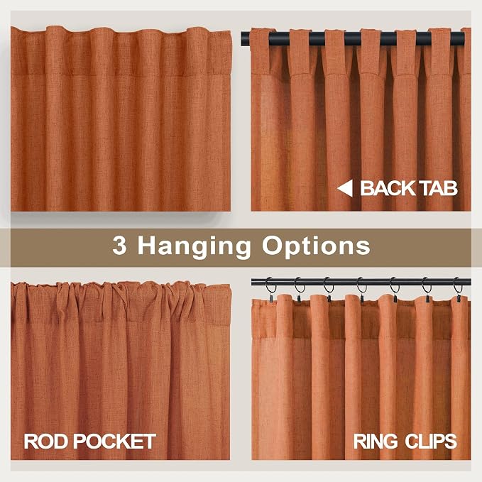 Orange Linen Curtains 72 Inch Length - Image 5