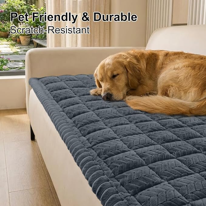 Smiry Couch Cover for Dogs, Non Slip Fuzzy Pet Sofa Covers Washable | Sofa - Image 2