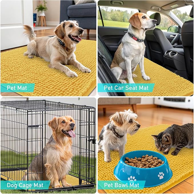 OLANLY Dog Door Mat for Muddy Paws 54x32, Super Absorbent Chenille Mud Mat | - Image 7