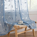 MIULEE Dusty Blue Sheer Curtains 2 Panels Leaf Patterned, W52 x L84 | by MIULEE