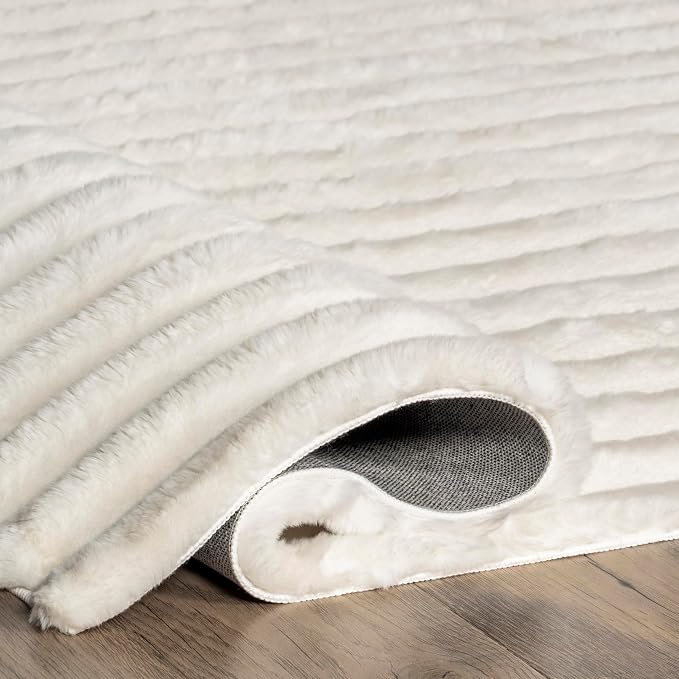 nuLOOM Kai Off White Striped Washable Area Rug, Off White - Image 9