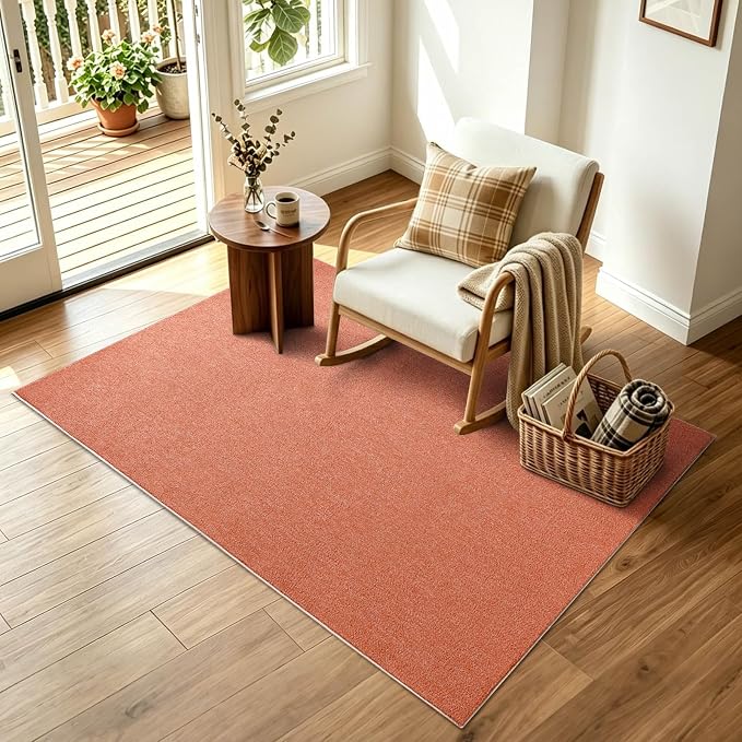 3x5 Orange/White Area Rug Washable Non-Slip Soft Thin - Image 3