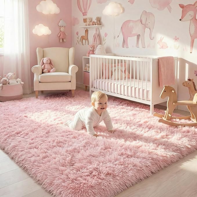 Amdrebio Light Pink Fluffy Fuzzy Area Rug 4x6 - Image 10
