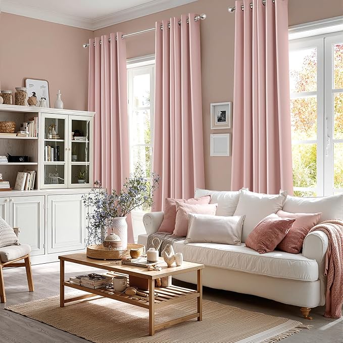 MIULEE Blackout Curtains for Bedroom 2 Panels 40 x 72 Inch Long Pink | Thermal - Image 6