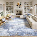 9x12 Area Rug for Living Room, Abstract Washable Large Rugs, Light Blue | by Lofus