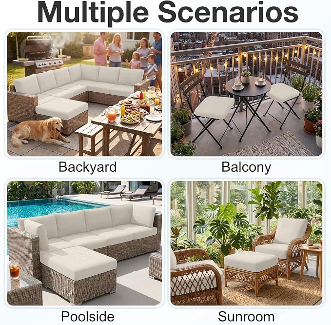 Waterproof Outdoor Cushion Covers, Stretch Patio Slipcovers | UV Resistant - Image 5