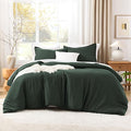 Litanika Forest Green Comforter Full Size, 3 Pieces Lightweight Solid Bedding Set, All Season Fluffy Bed Set (79x90In Comforter & 2 Pillowcases)