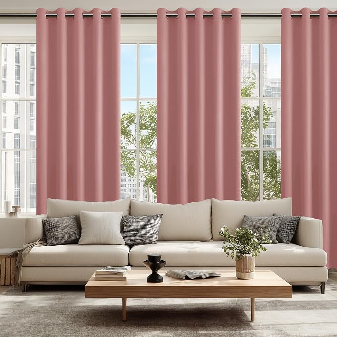 Blackout Curtains for Bedroom 2 Panels 60 x 84 Inch Long Dusty Rose | Thermal - Image 6