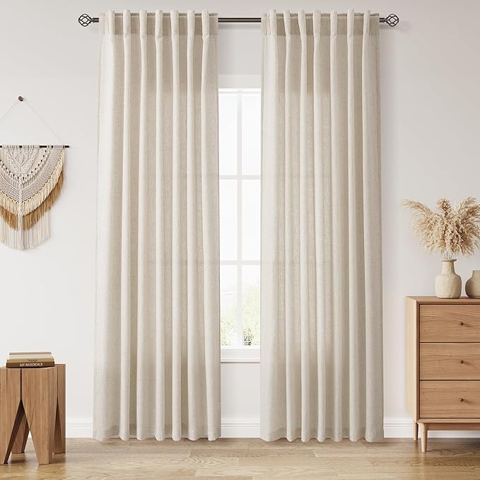 Boho Linen Curtains 84 Inches Long by Nanspring
